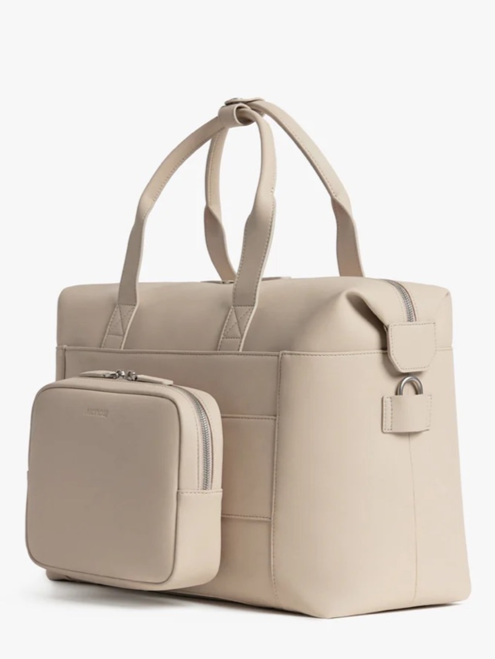 Monos Metro Duffle weekender vegan leather ivory travel carry on travel bag GUC